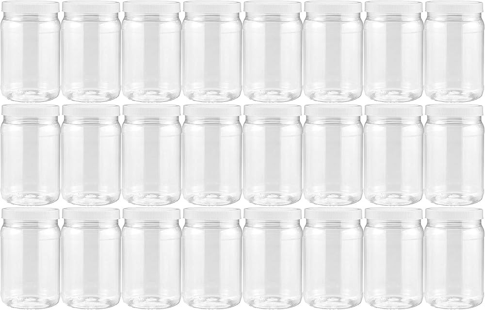 SMART SOLUTIONS Clear Plastic Mason Jars (18 oz 24 pack) | With Screw-On Airtight Lids | Refillab... | Amazon (US)