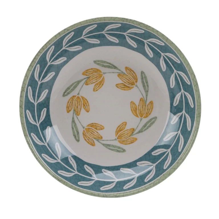 Better Homes & Gardens 12 Piece Bamboo Melamine Green Floral Dinnerware Set | Walmart (US)