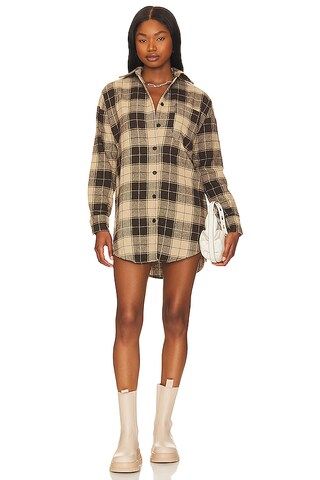 superdown Jennie Flannel Dress in Tan Plaid from Revolve.com | Revolve Clothing (Global)