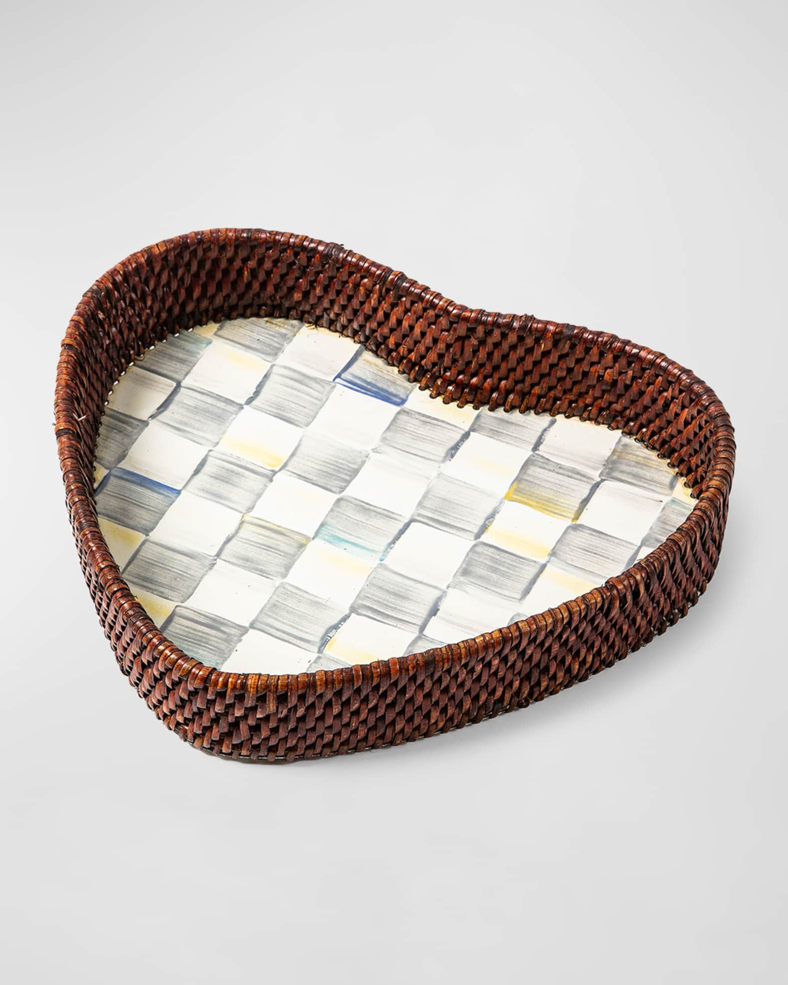 Sterling Check Rattan Heart Tray | Neiman Marcus
