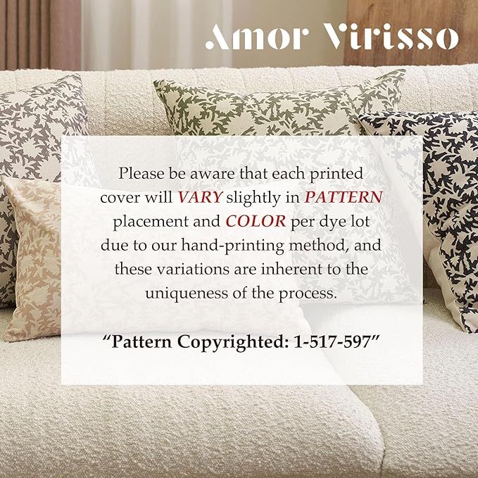 Amor Virisso 22x22 Pillow Cover Floral Pillow Covers Decorative Throw Pillow Covers Neutral Accen... | Amazon (US)