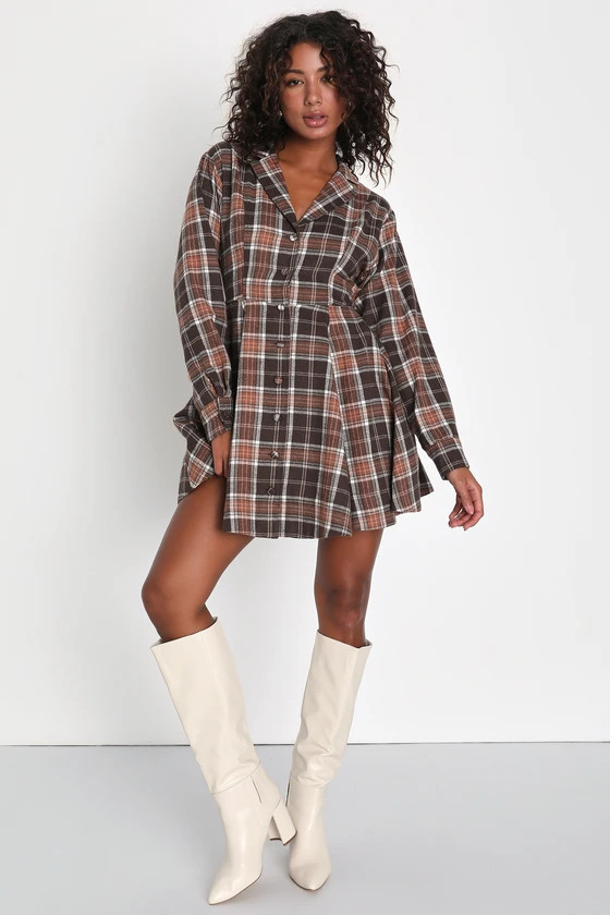 Autumnal Attitude Brown Mini Dress Long Sleeve Fall Dress With Sleeves Best Lulus Dresses | Lulus (US)