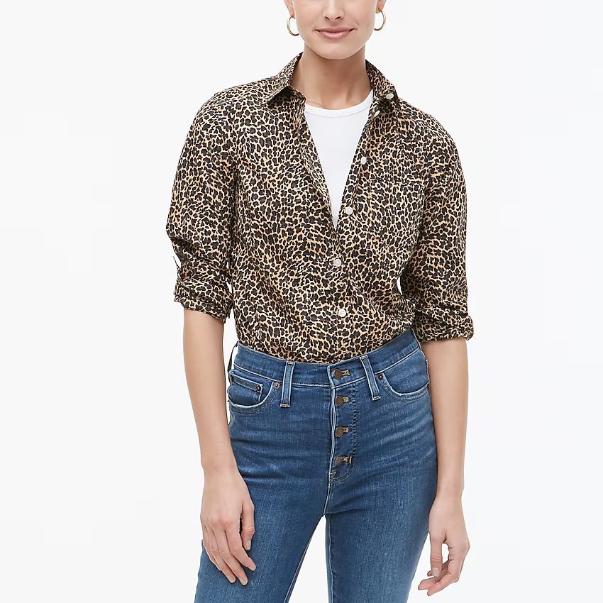 Button-up leopard shirt in signature fit | J.Crew Factory