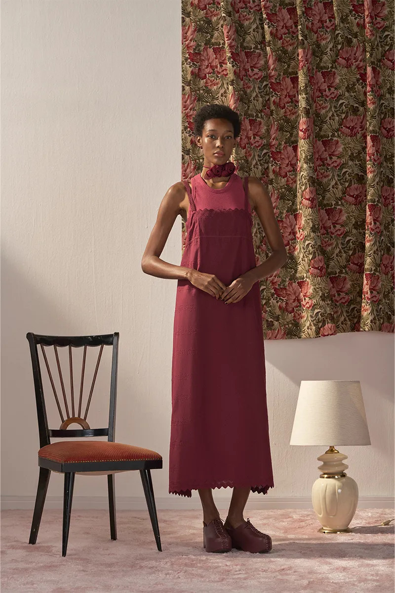 Vestido Cotton Biju Vinho Paula Raia - VINHO - Gallerist | Moda Autoral e Contemporânea | Gallerist (BR)