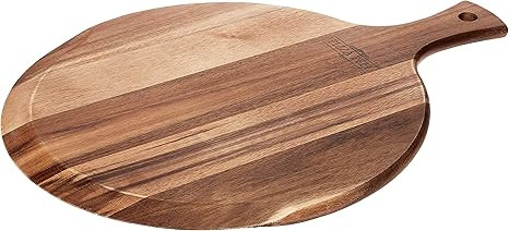 Mountain Woods Brown Large Acacia Wood Pizza Peel/Cutting Board/Serving Tray | Paddle Serving Boa... | Amazon (US)