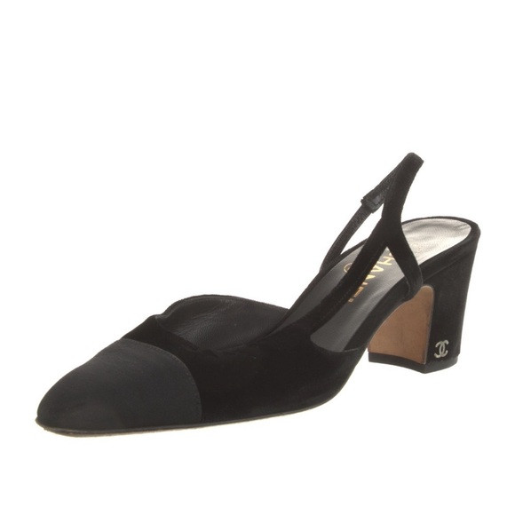 Chanel Black Slingback Heels | Poshmark