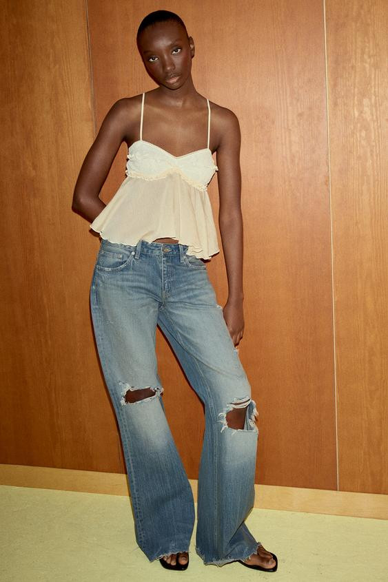 COMBINED LACE CAMISOLE TOP | Zara US