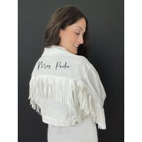 Personalized Fringe Jacket, Nashville Bachelorette, Rodeo Bach, Bride Gift, Wifey Denim, Wedding Custom Mrs. Jean Jacket | Etsy (US)