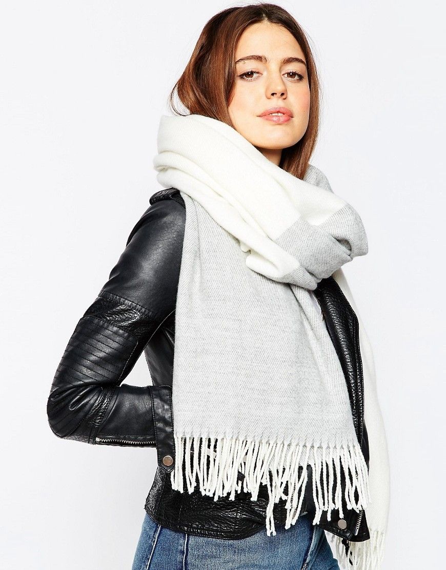 ASOS Oversized Scarf In Color Block With Tassels | ASOS US