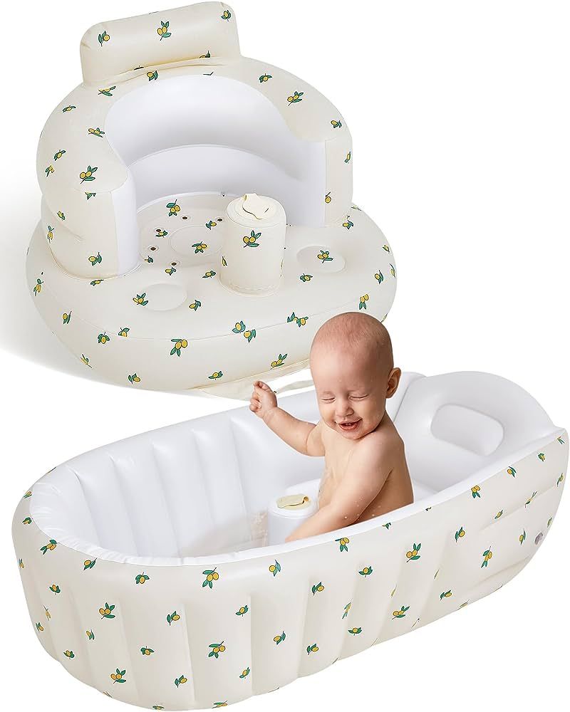 Libima 2 Pcs Baby Inflatable Seat Inflatable Baby Bathtub Set for Baby 3-36 Months Include Infant... | Amazon (US)