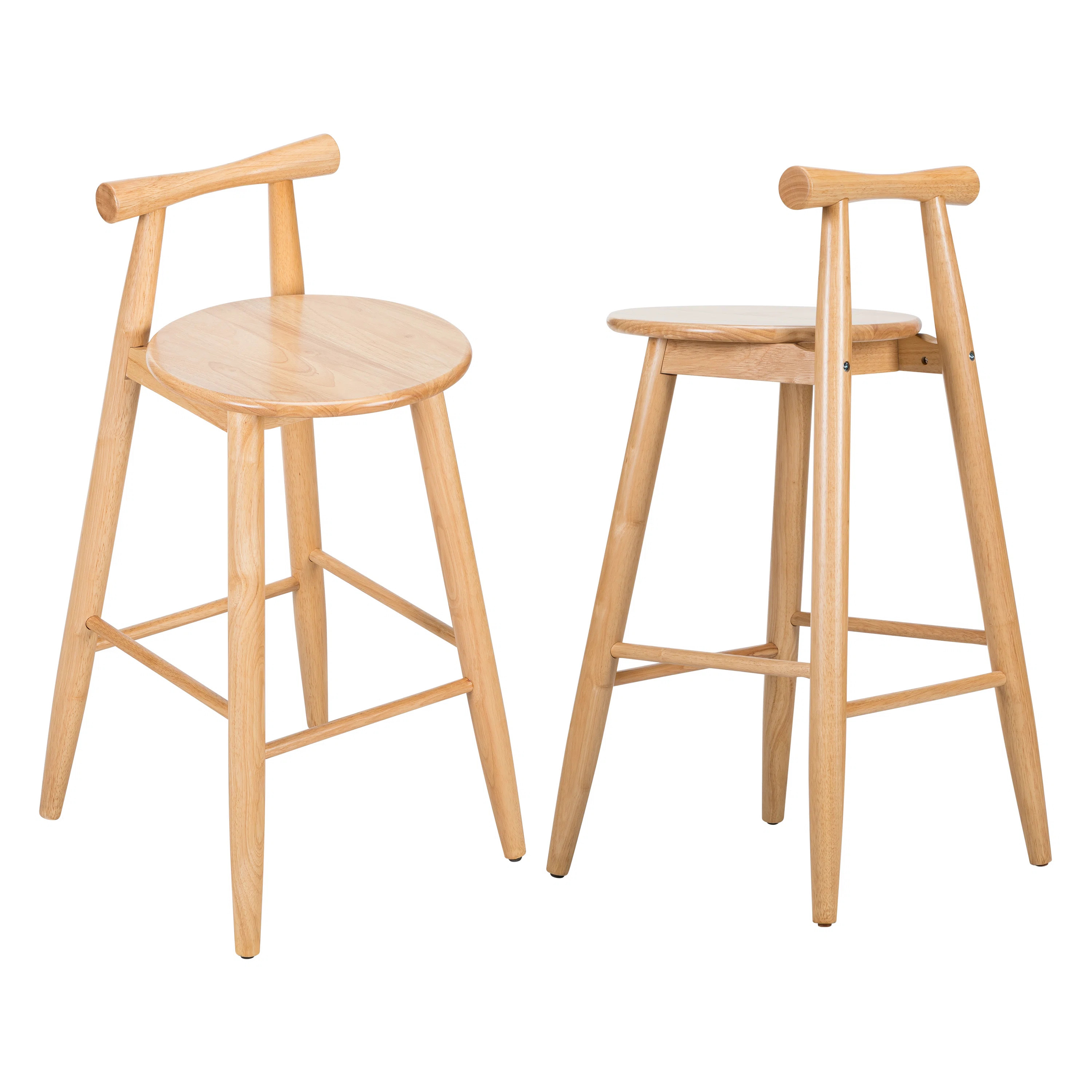 Eryne 29'' Seat Height Scandinavian Rubberwood Barstool With Curved Backrest (Set of 2) | Wayfair North America
