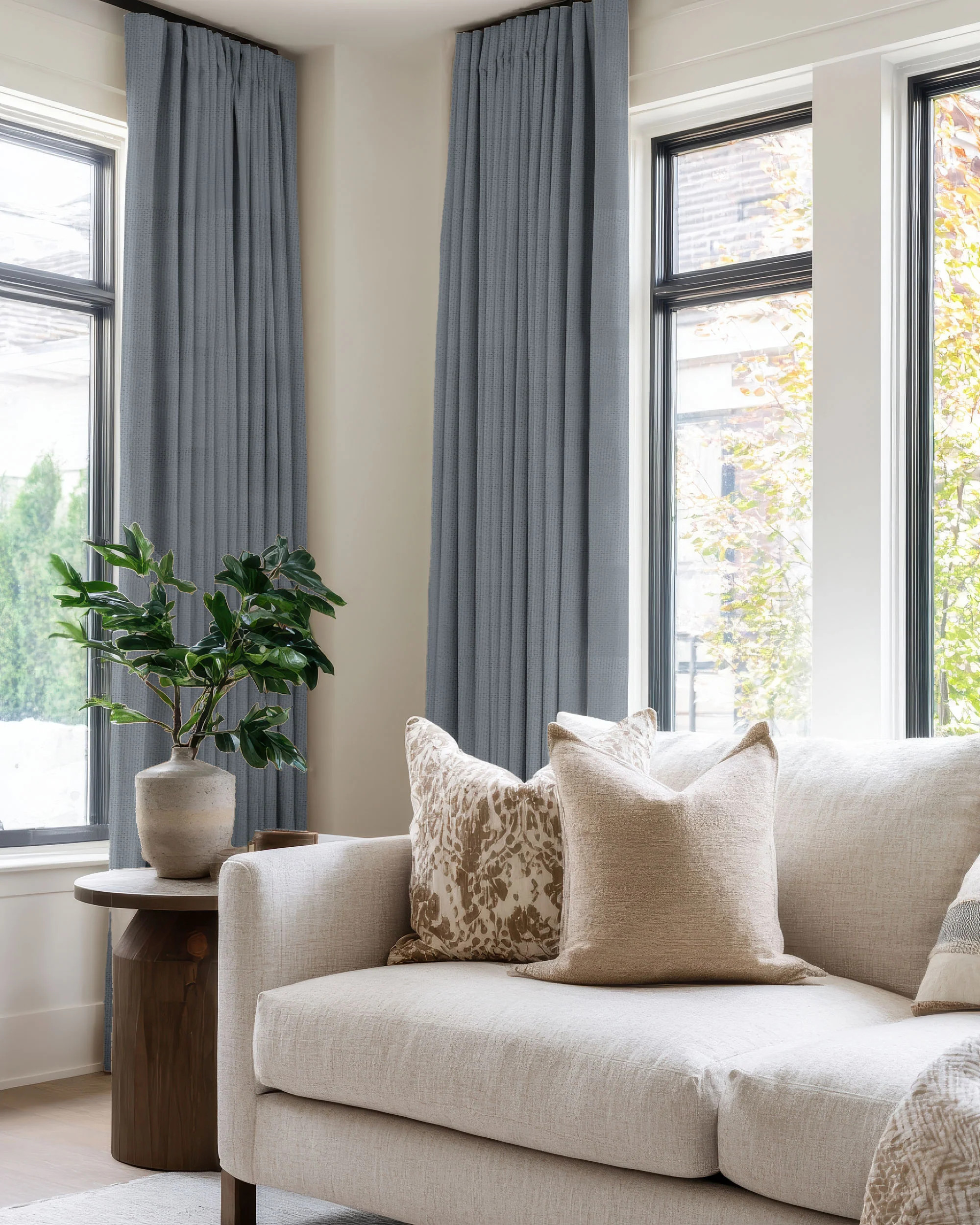 Zoe 100% Blackout Linen Look Custom Curtain | TheHues