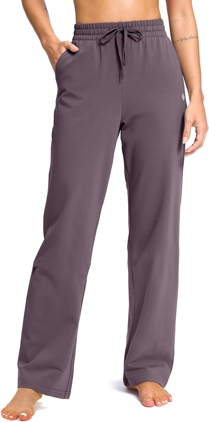 SANTINY 31"/33"/35" Women's Tall Cotton Sweatspants Yoga Lounge Casual Pants Open Bottom Sweat Pa... | Amazon (US)