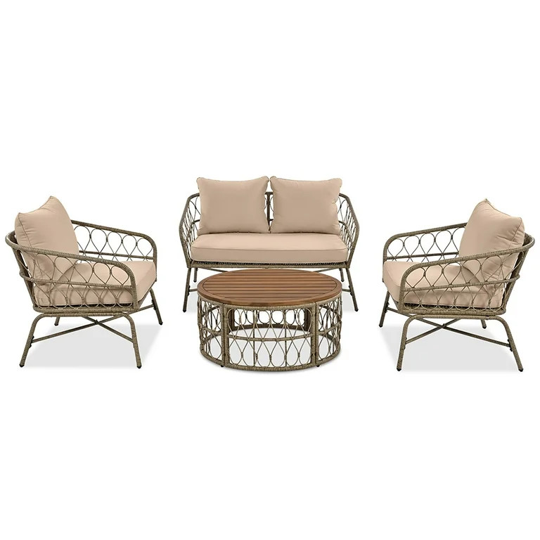 Spaco Modern Earthy Vibes, Wicker Patio Sets, Outdoor Sectionals with Water-resistant Cushions | Walmart (US)