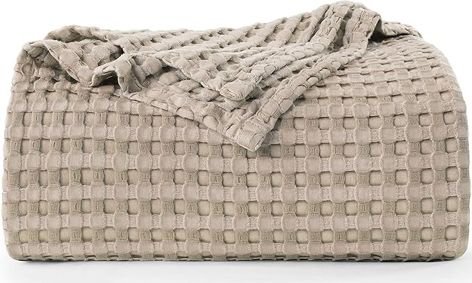 Utopia Bedding Cotton Waffle Blanket 300 GSM (Khaki - 90x90 Inches) Soft Lightweight Breathable B... | Amazon (US)