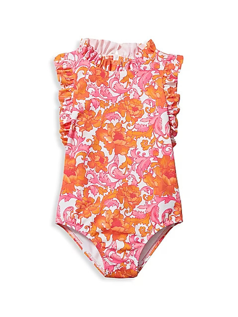 Baby's, Little Girl's and Girl's Floral Ruffle Trim Swimsuit | Saks Fifth Avenue