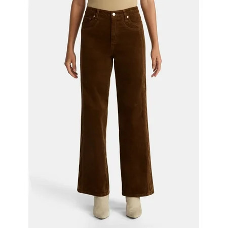 Time and Tru Women's and Women's Plus Corduroy Seamed Wide Leg Pants, 31" Inseam, Sizes 2-22 | Walmart (US)