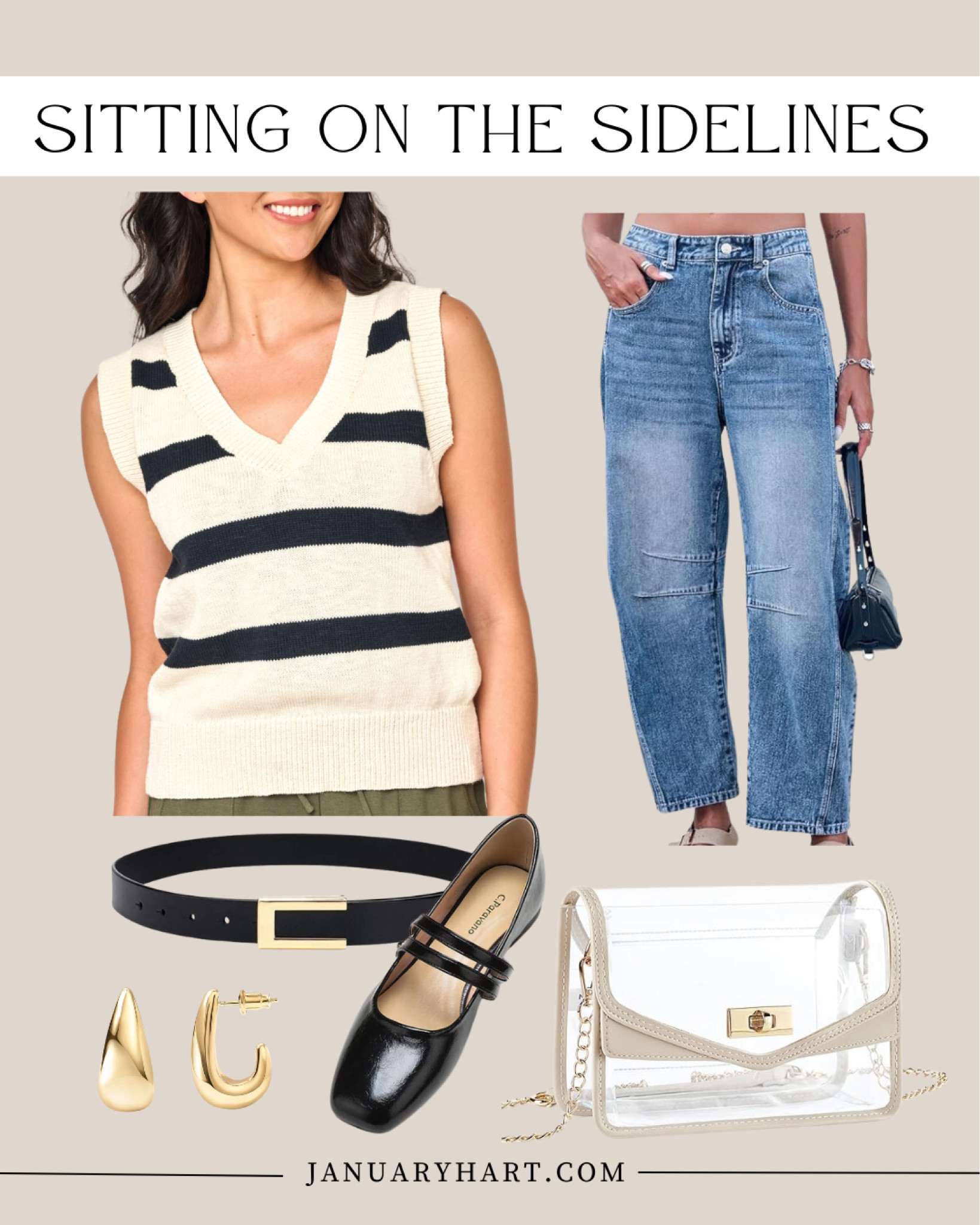 The September Lookbook 🍁

Casual fall outfit, barrel jeans, Mary Jane flats, ballet flats, clear bag, fall outfit ideas, sleeveless stripe sweater

#LTKFindsUnder50 #LTKStyleTip #LTKFindsUnder100