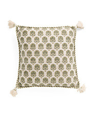 18x18 Block Print Pillow With Tassels | The Global Decor Shop | Marshalls | Marshalls