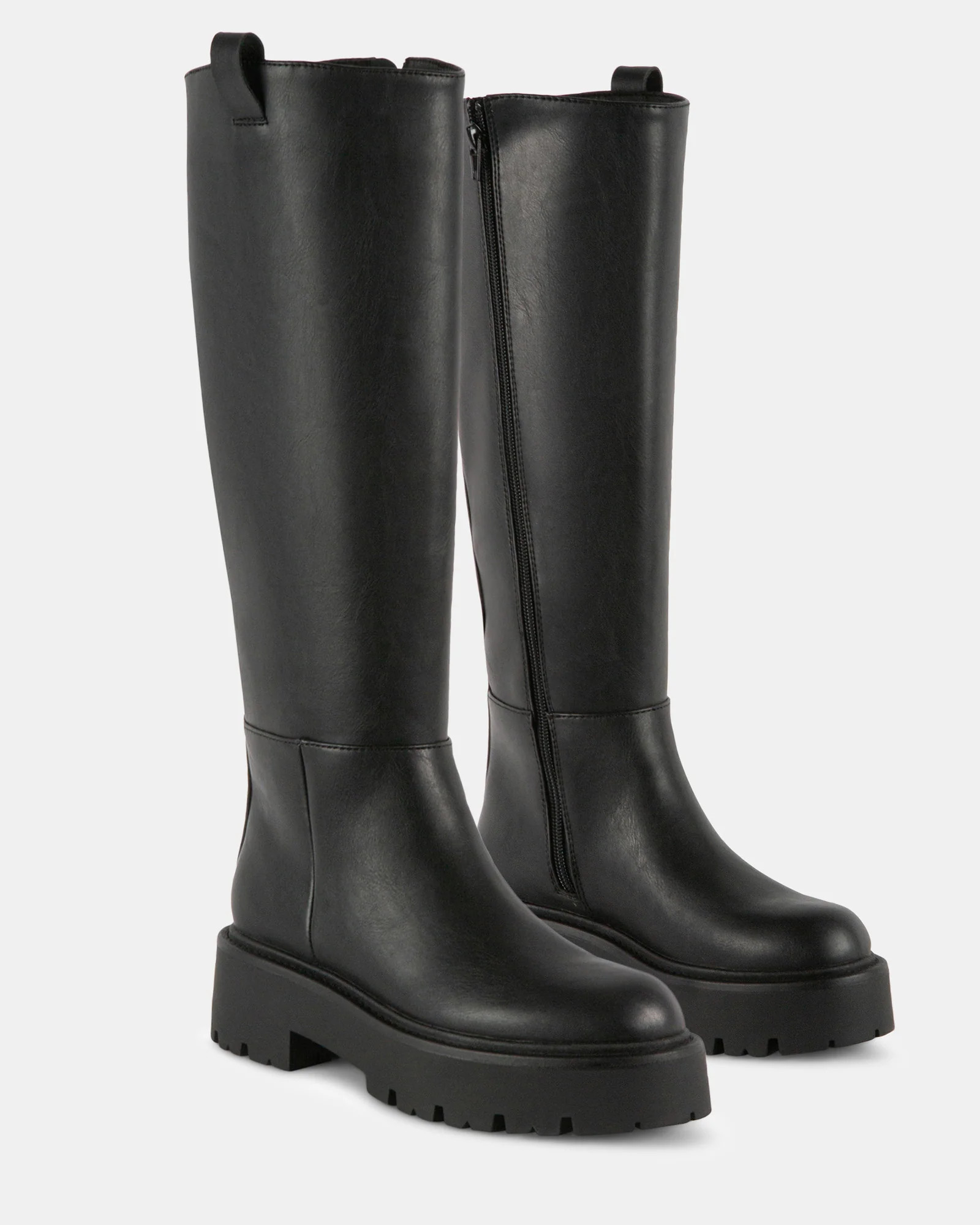 CROWWW Black Knee High Zip-Up Boot | Women's Designer Boots | Steve Madden (Canada)