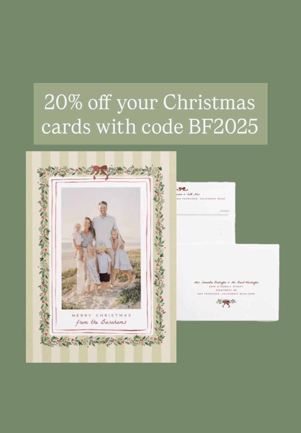 20% off Christmas and holiday cards with code BF2025!

#LTKSaleAlert #LTKCyberWeek #LTKHoliday
