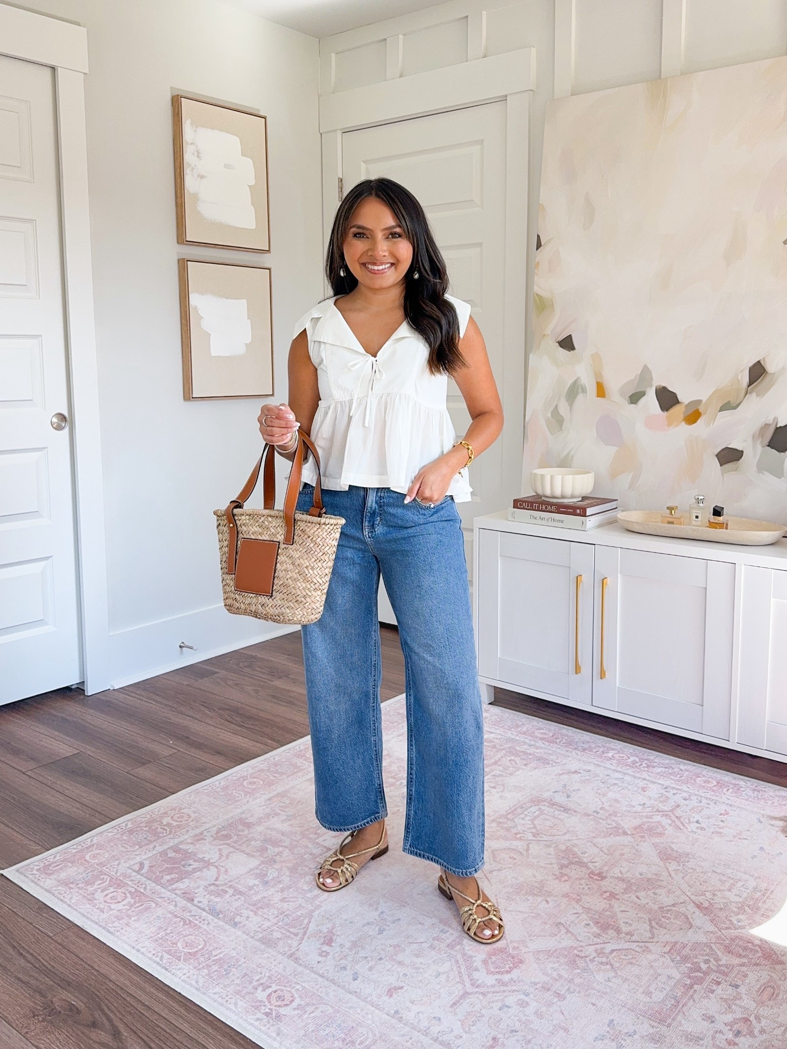 Anthro code! Use code RACHEL20 for 20% Off $100+ Reg Price Apparel, Accessories, Shoes, Beauty & Home -  some exclusions apply!

White peplum top size xxs regular TTS
Jeans size 26 petite TTS
Gold sandals size 5 (now a size 4 for this brand) TTS


#LTKStyleTip #LTKSaleAlert #LTKPetite