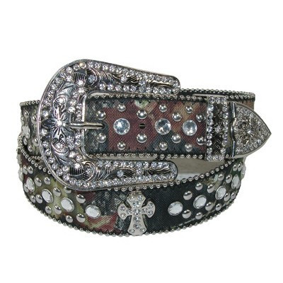CTM Women's Rhinestone Cross on Camo Belt, Large, Camo | Target