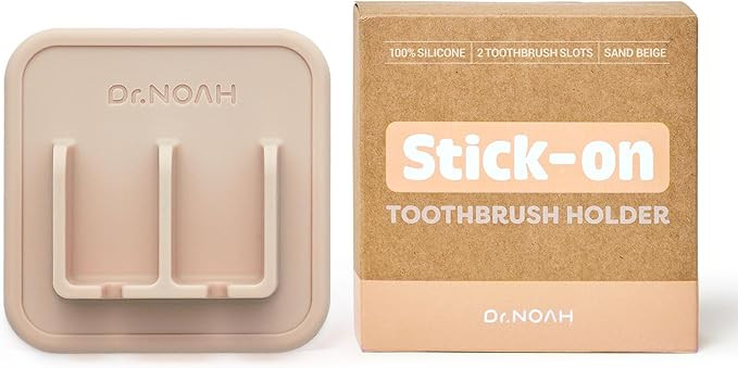 Silicone Wall Mount Toothbrush Holder | Sand Beige | Strong Suction | Easy to Remove & Reuse | Di... | Amazon (US)
