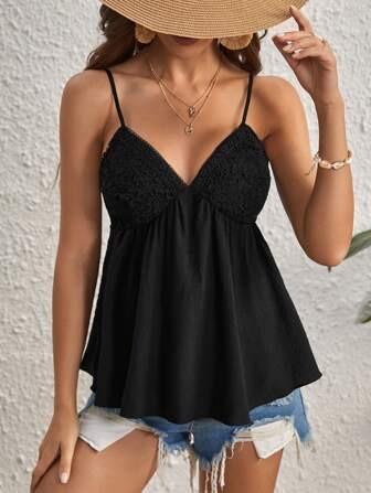 SHEIN VCAY Kanten paneel Cami-top | SHEIN