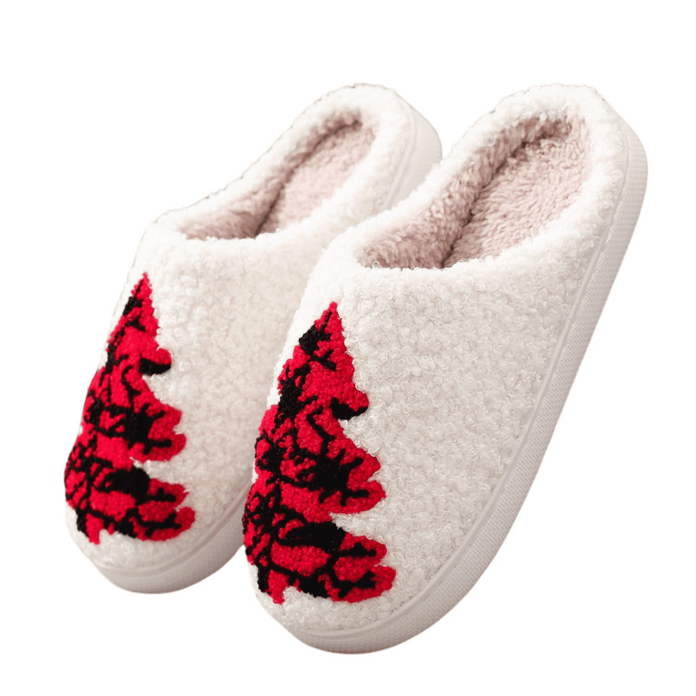 BERANMEY Christmas Reindeer Slippers for Womens Mens Plush Warm Santa Claus Slippers Fuzzy House ... | Walmart (US)