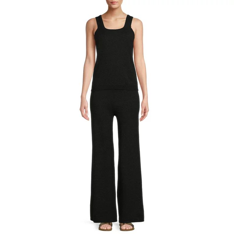 Time and Tru Women's Sweater Tank Top and Wide Leg Pants, 2-Piece Set - Walmart.com | Walmart (US)