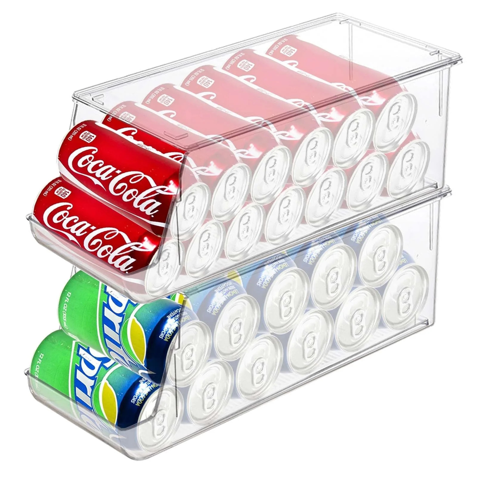2 Pack Soda Can Organizer for Refrigerator Stackable Can Holder Dispenser with Lid for Fridge Rac... | Walmart (US)