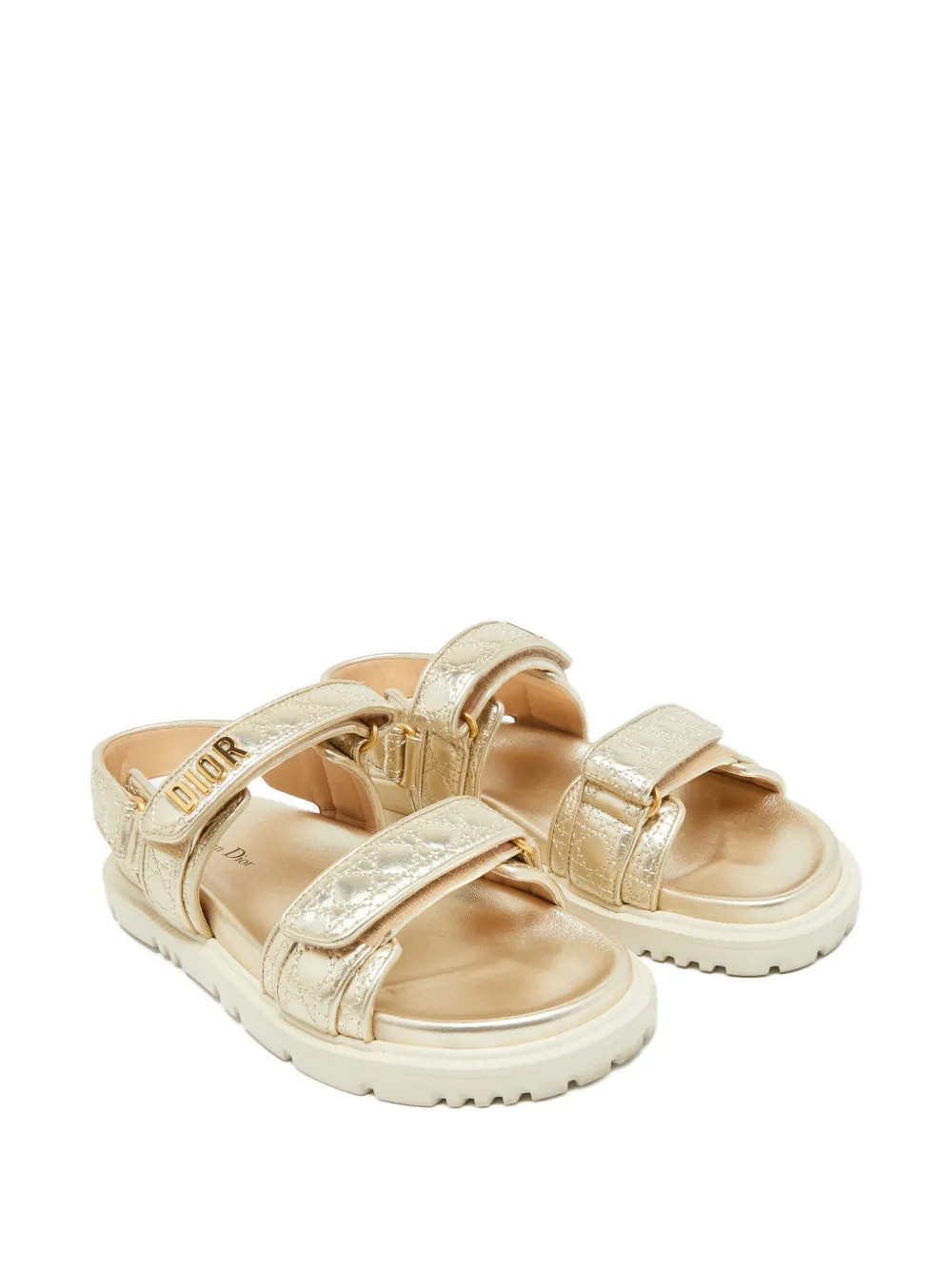 Christian Dior Pre-Owned DiorAct quilted leather sandals - Gold | Farfetch Global