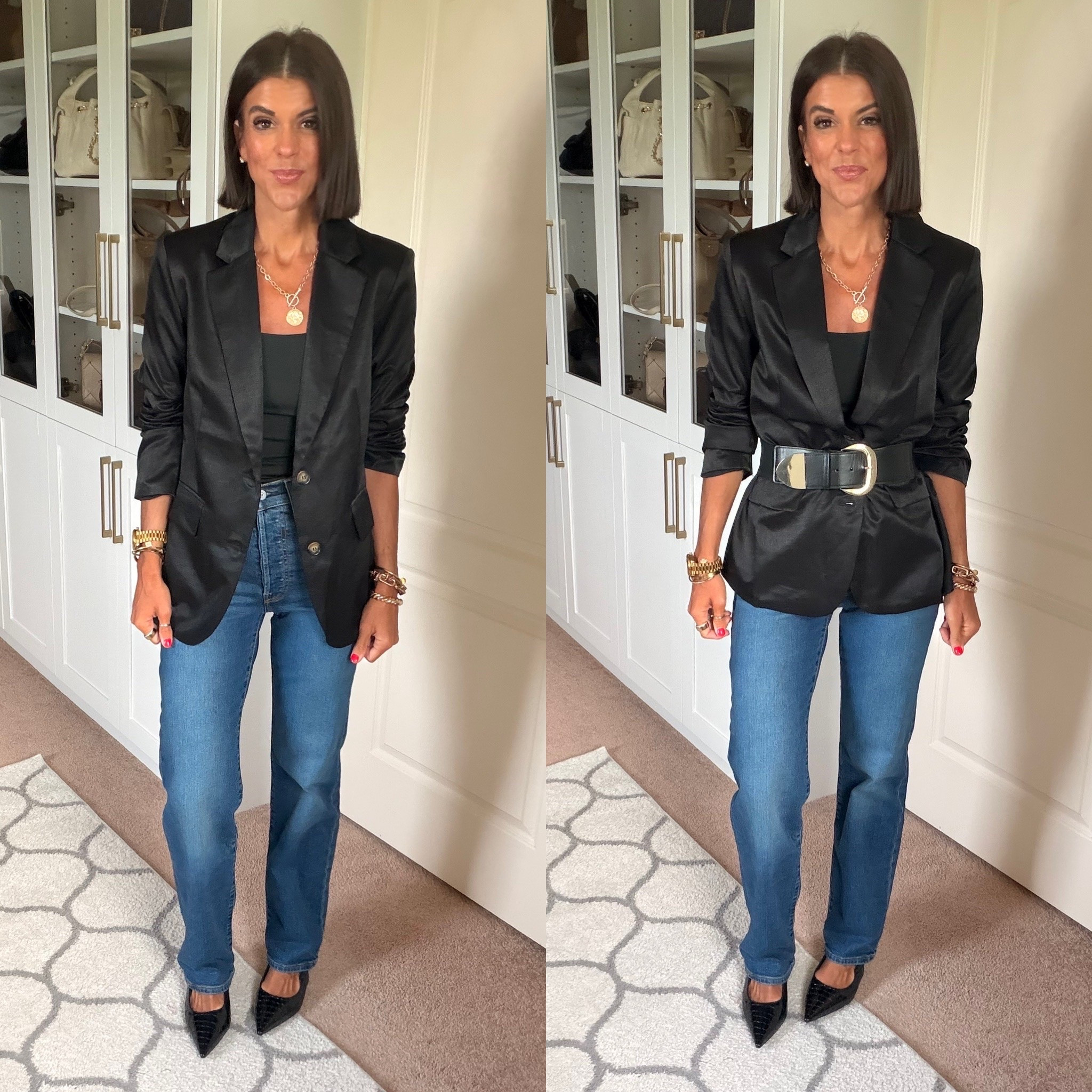Size small in blazer xs in tank jeans tts

#LTKdayinmylife #LTKgrwm #LTKmomlife