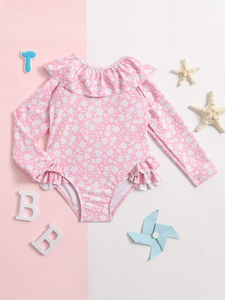 Baby Girl Floral Ruffle One Piece Swimsuit | SHEIN
