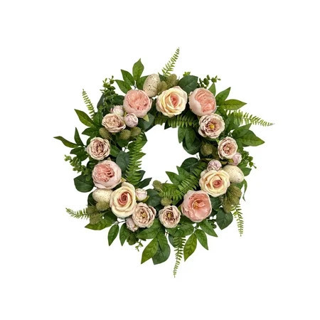 Peonies and Speckled Eggs Wreath, Multicolor, 22", by My Texas House | Walmart (US)