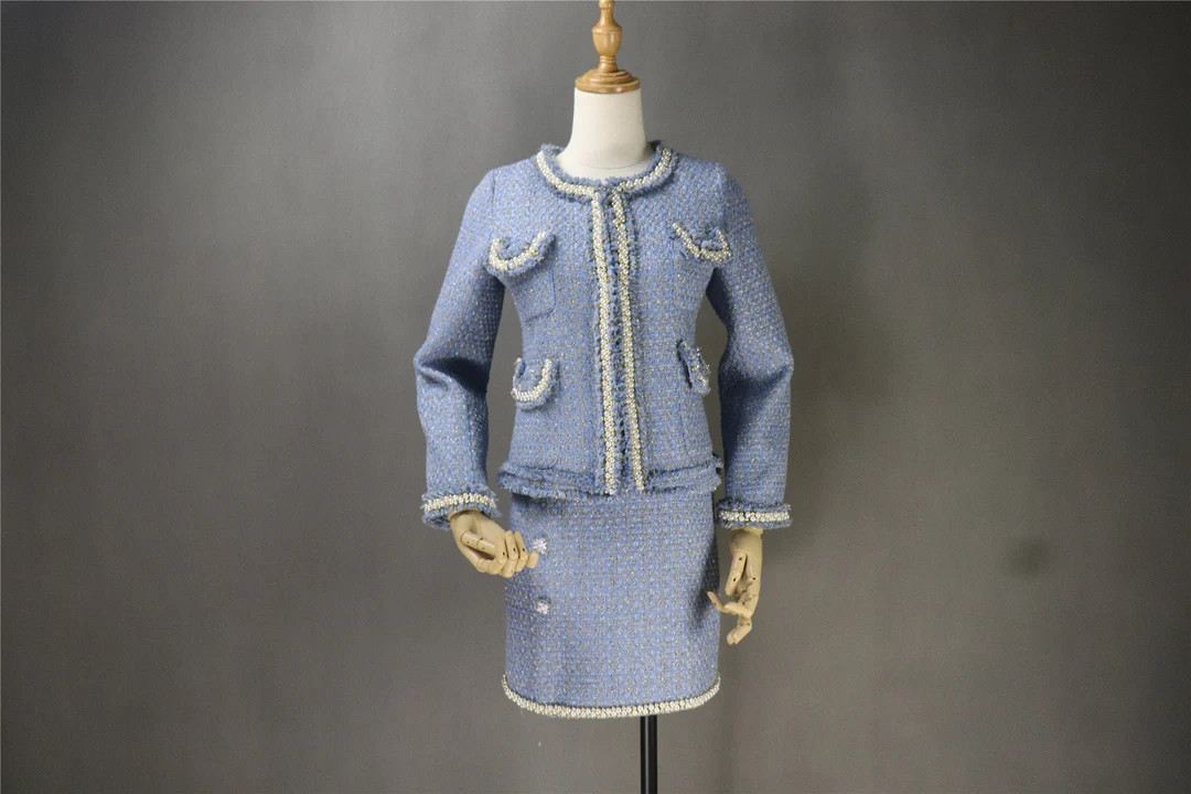 Womens Custom Made Tweed Pearls Sparkle Thread Blazer Skirt - Etsy | Etsy (US)