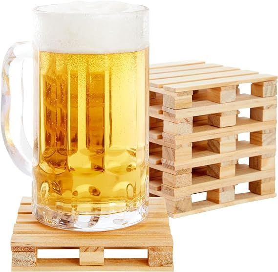 6 Pack Wooden Mini Pallet Coasters, Square, Wood Beer Coasters, Gifts for Men, Drink Holders, Sta... | Amazon (US)