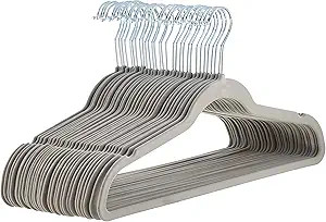 Amazon Basics Slim Velvet Non-Slip Space Saving Suit Clothes Hangers, Sturdy Metal, Gray/Silver, ... | Amazon (US)