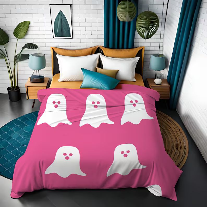 Pink Ghost Blanket Reversible Pink Ghost Blanket Halloween - Etsy | Etsy (US)