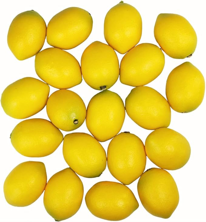20 pcs Fake Lemons Decorations Faux Fruits Artificial Yellow Lemons for Lemon Wreath Garland Lemo... | Amazon (US)