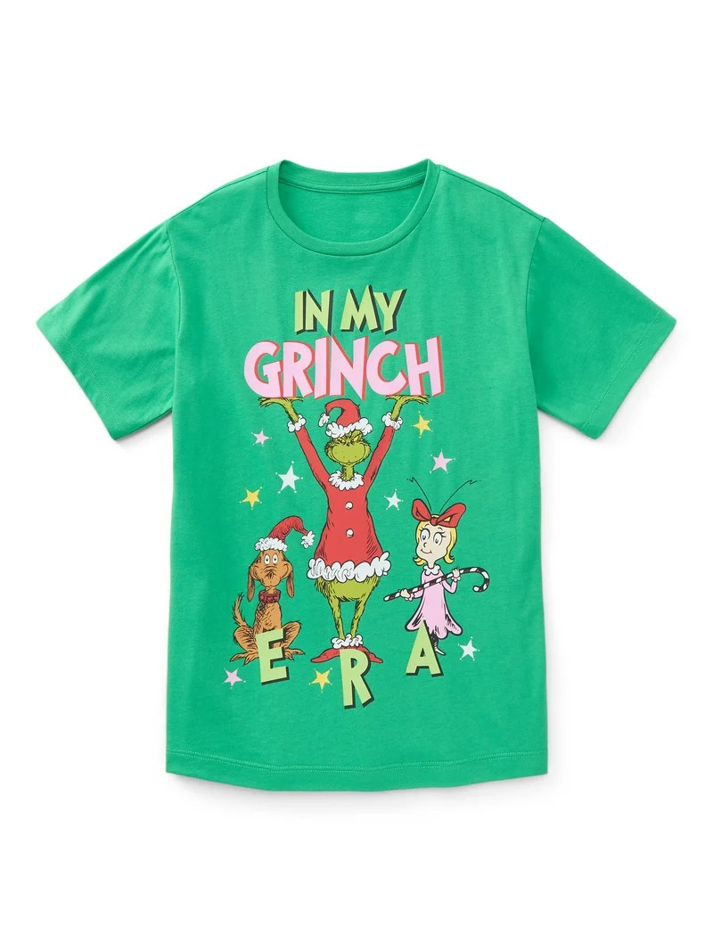 The Grinch In My Grinch Era Girls Graphic Tee with Short Sleeves, Sizes 4-16 | Walmart (US)