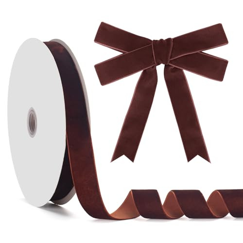 GHGMAO Brown Velvet Ribbon, Vintage Brown Velvet Ribbon 1 Inch x 25 Yards, Velvet Christmas Ribbons for Gift Wrapping, Christmas Tree Ornaments, Flower Bouquet, Wreath Decorations, Bow Making | Amazon (US)