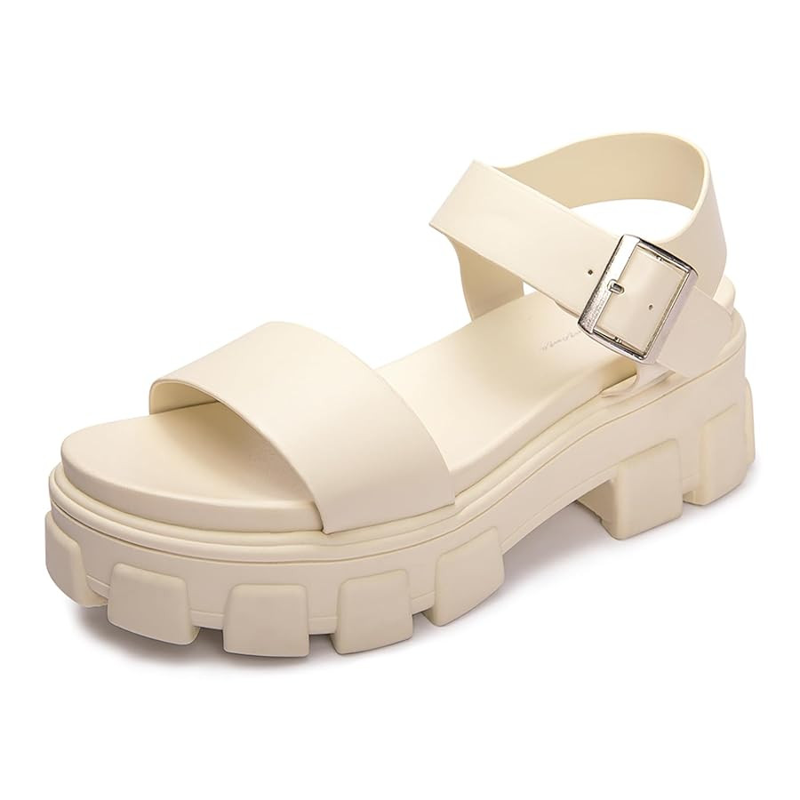 Luffymomo Women's Platform Wedge Sandals Lug Sole Sandals Adjustable Ankle Strap Chunky Heels | Amazon (US)