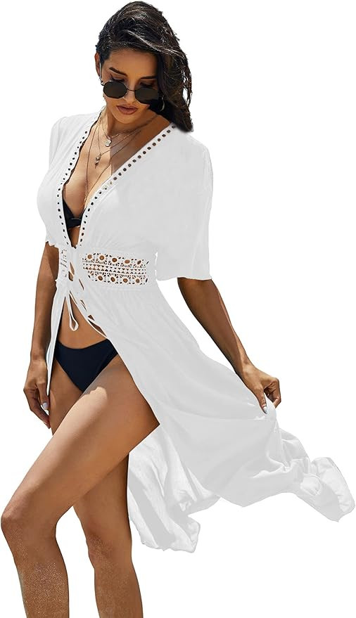 Ekouaer Women's Swimwear Cover Ups Sexy Open Front Beach Bikini Swimsuit Kimono Cardigan Cover Up... | Amazon (US)