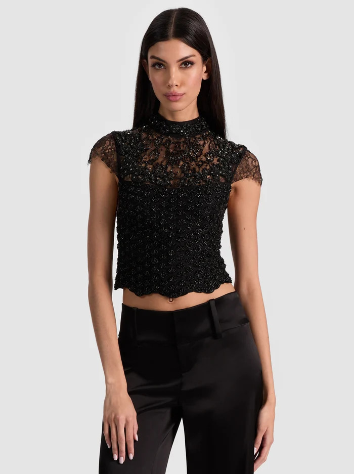 PRIA EMBELLISHED TOP | Alice + Olivia
