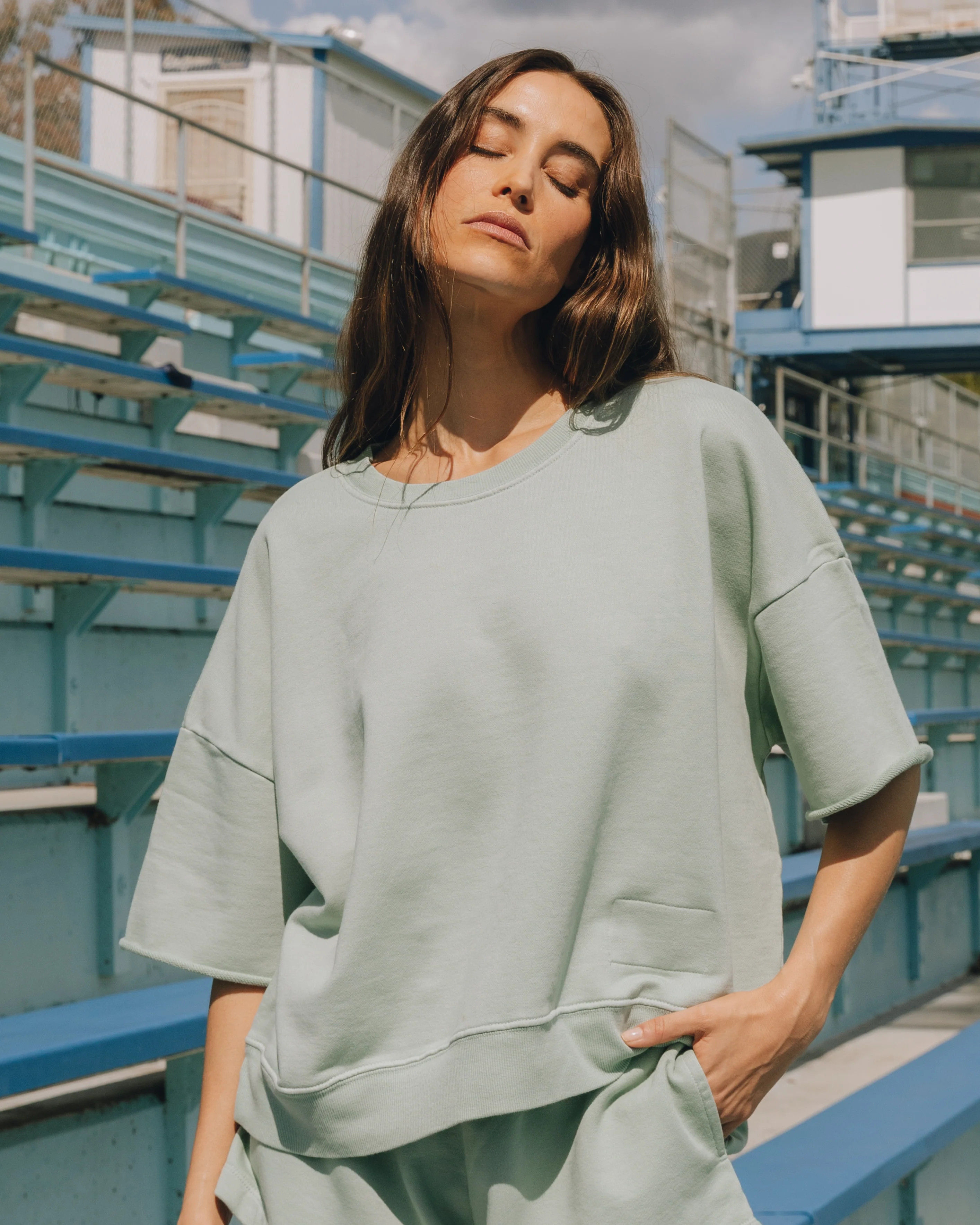 Cropped Sleeve Crew - Harbor | Daily Drills