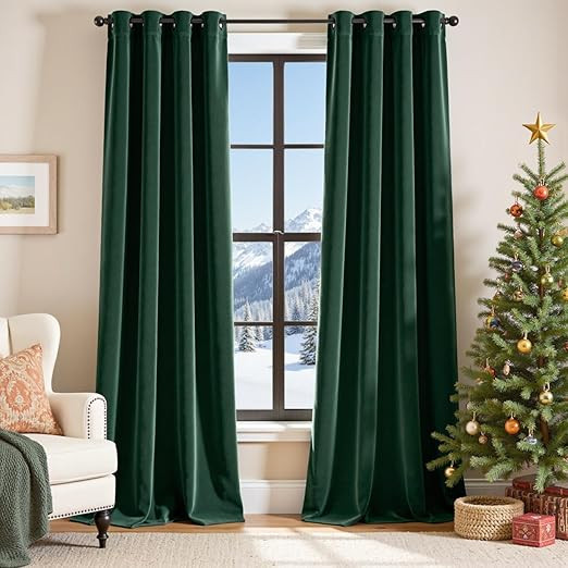 Lazzzy Christmas Blackout Velvet Curtains Thermal Insulated Drapes 84 inch Long Drapes for Bedroo... | Amazon (CA)