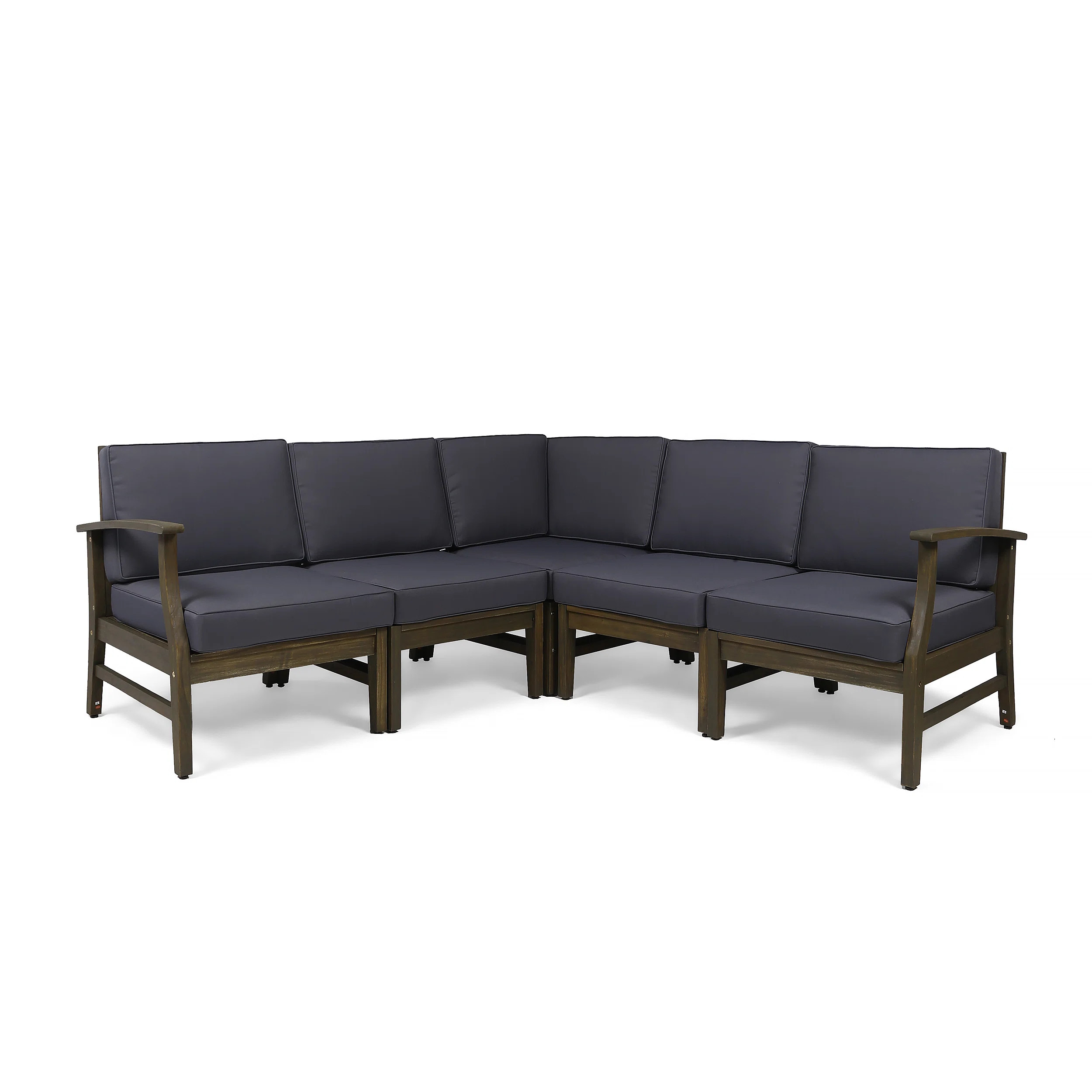 Bevelyn 77.75'' Wide L-Shaped Acacia Patio Sectional with Cushions | Wayfair North America