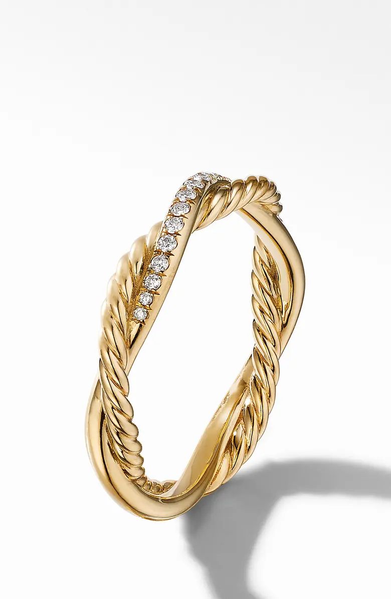 Petite Infinity Twisted 18K Gold & Pavé Diamond Ring | Nordstrom